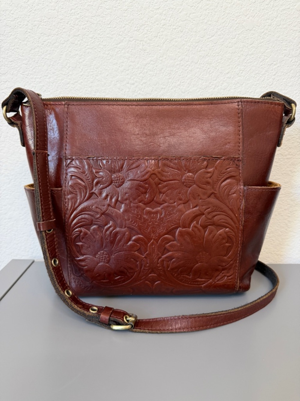 Patricia Nash Brown Tooled Leather Aveley
Crossbody Bag